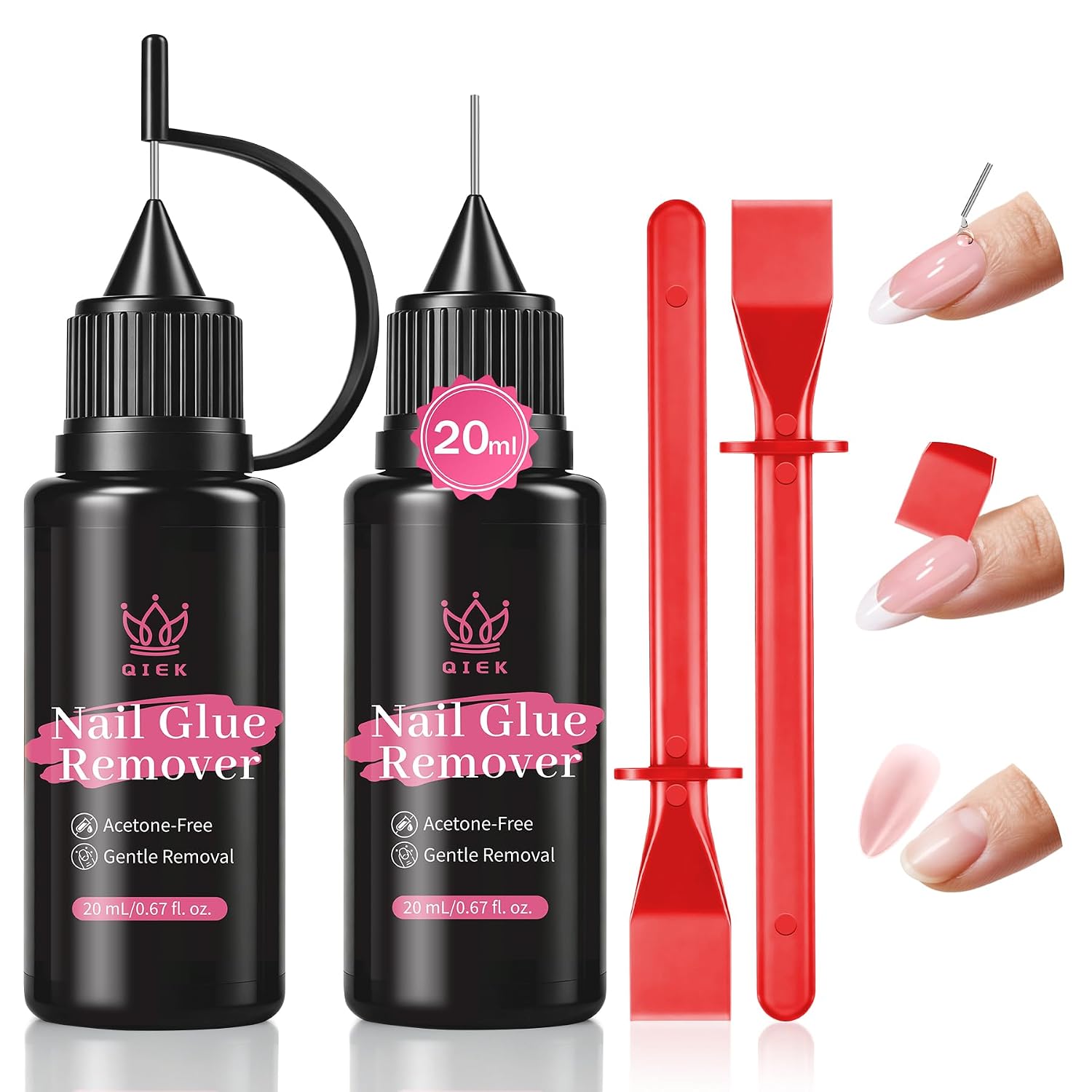 Nail Glue Remover 20ml 2 Pack with Removal Tools