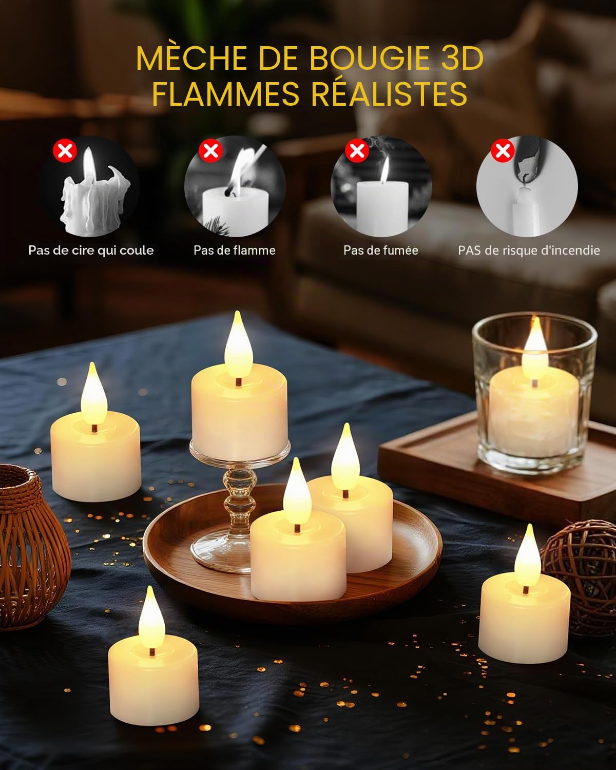 Bougies Chauffe Plat LED avec Station de Recharge Magnétique, Lot de 12 Bougies LED Scintillantes avec Minuterie et 2 Télécommandes, Idéales pour Noël Halloween Table Fêtes Salon Décoration