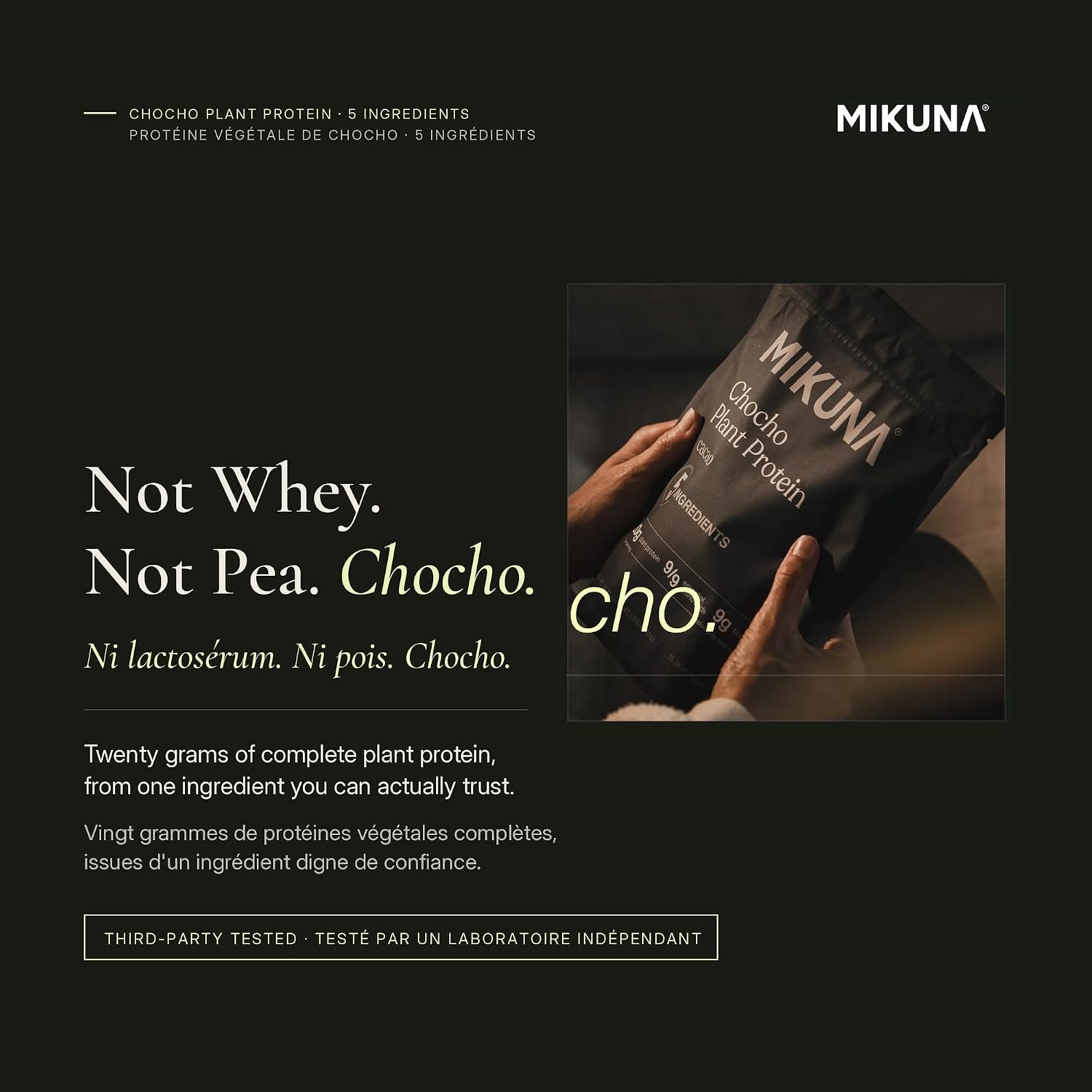 Mikuna Chocho Plant Protein Powder, Cacao - 20g Protein, 8g Fiber - Third-Party Tested, Vegan, Keto, Lectin Free - 15 Servings image 2