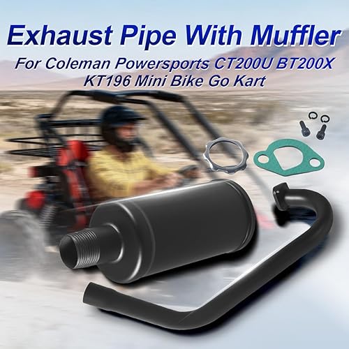Miniatura 2 de Upgrade Exhaust with Muffler For Coleman Powersports CT200U BT200X CT200u-ex,212cc 196cc/6.5HP Go Kart and Gas Mini Bike Black