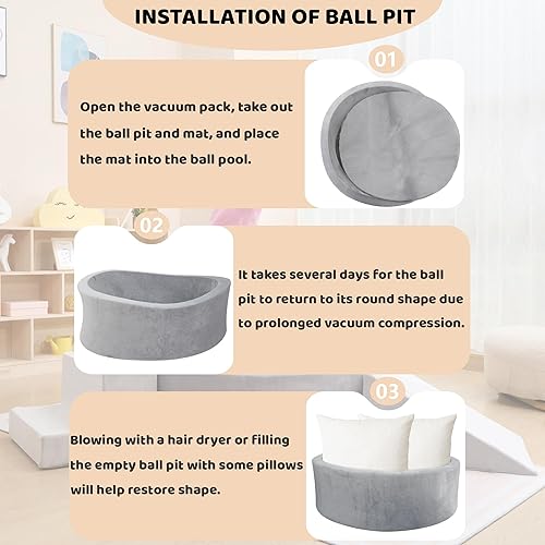 Miniatura 3 de Piscina de bolas de espuma con bloque de juego para niños pequeños, bloque de escalada, equipo de juego suave para bebés, niños, estructura de juego