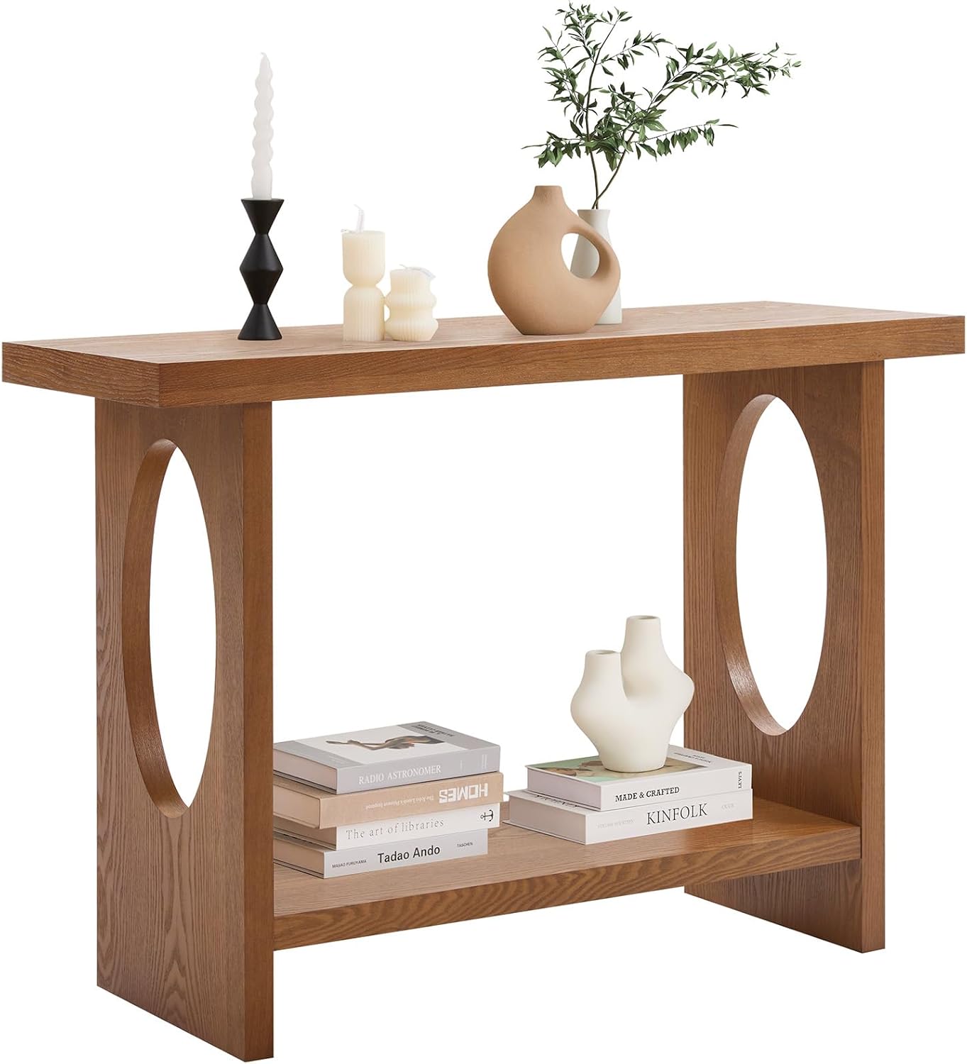 BECHAEO Modern Console Tables for Entryway, 47‘’ Narrow Console Table with Thickened Tabletop & Stable Base, 2-Tier Rectangular Sofa Table Behind Couch, for Living Room, Hallway