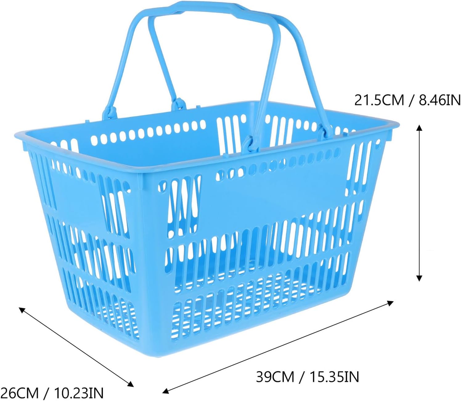 Ciieeo Thickened Plastic Shopping Basket with Handles Grocery and Vegetable Organizer Corrosion-resistant Storage Basket for Kitchen Bathroom and Market Use