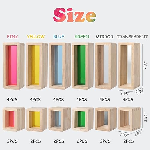 Miniatura 7 de Xylolin Juego de bloques de construcción grandes de madera para niños pequeños de 1 a 3 años, 36 piezas de bloques de ventana grandes de colores