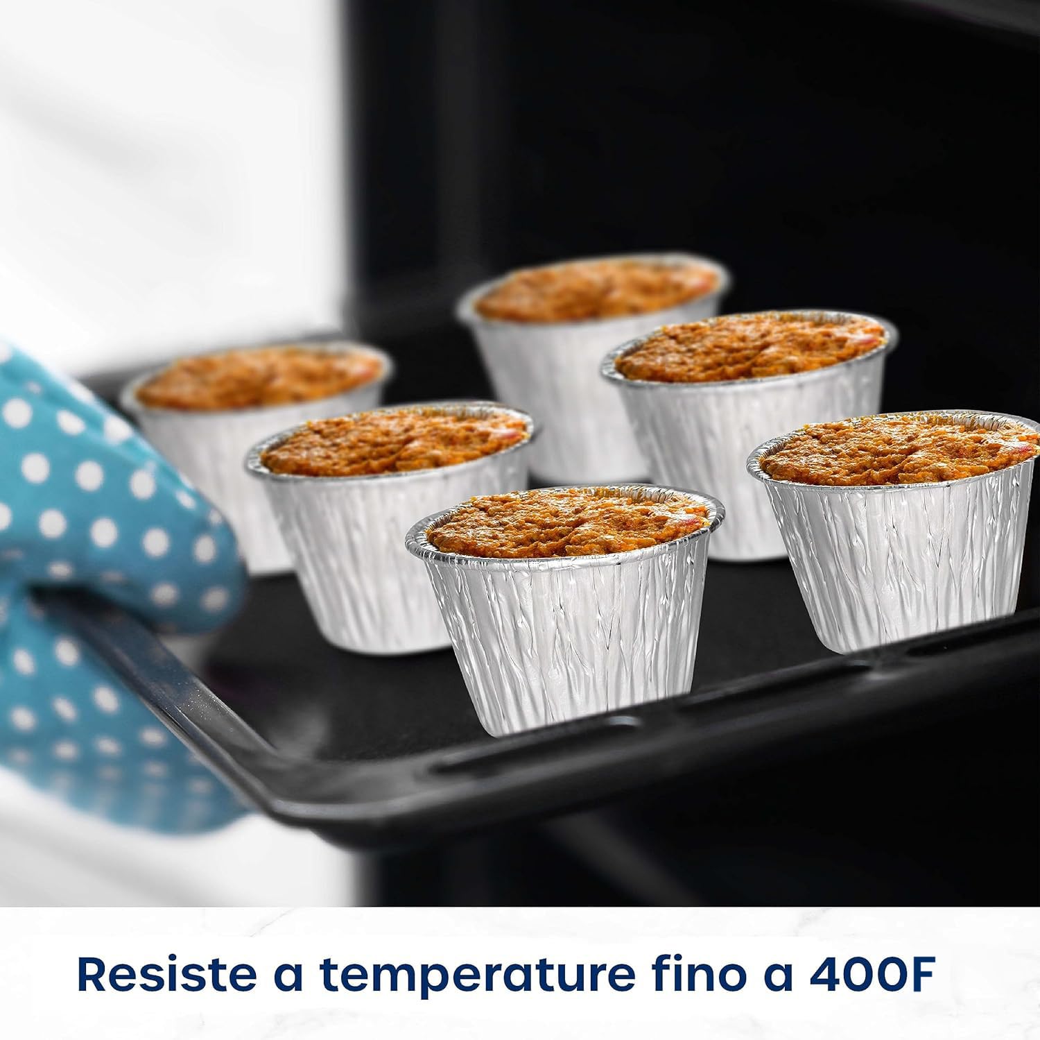 ebake Stampini Per Budini - Pacco da 100 Stampi Per Crostatine, Pirottini Alluminio da 200ml - Formine Per Crostatine per Friggitrice ad Aria - Stampini Crostatine di Budini, Muffin e Crostata