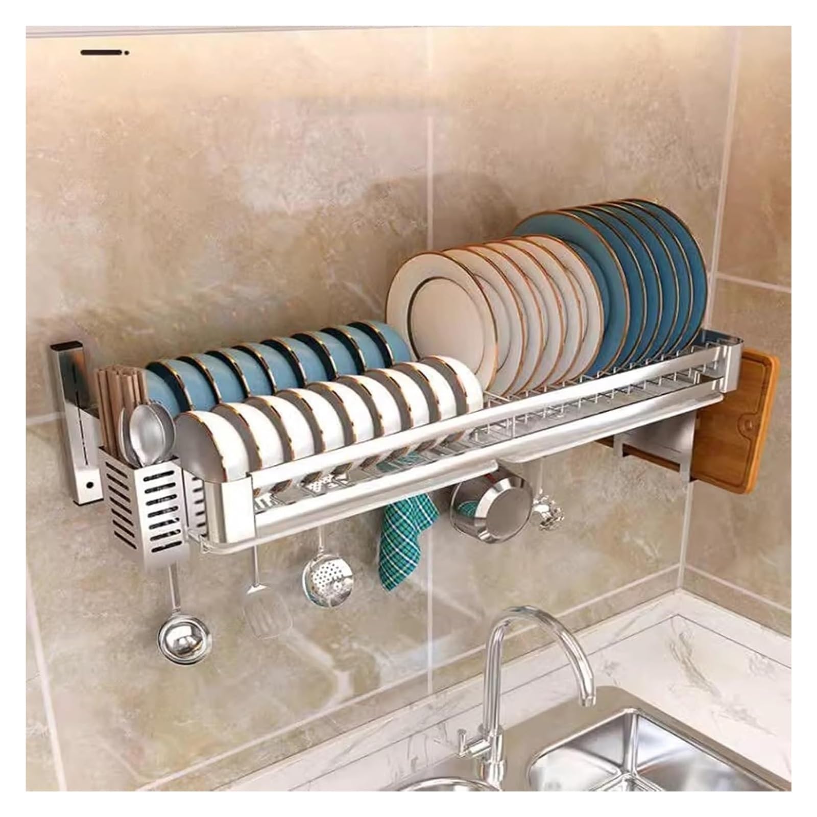 Égouttoir à vaisselle en acier inoxydable 80x30 cm pour évier