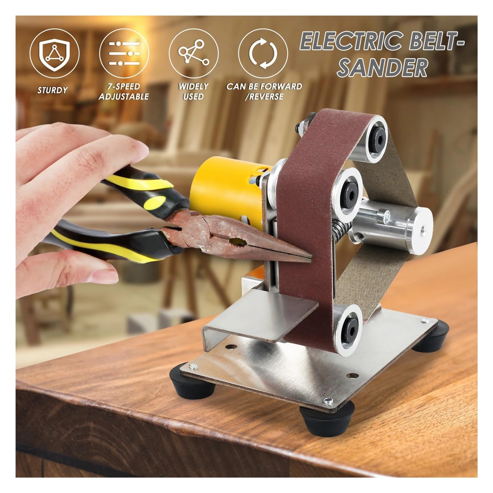 Mini elektryczna szlifierka taśmowa polerowanie biżuterii metalowej nóż do drewna | Wielofunkcyjny młynek Edges Sharpener