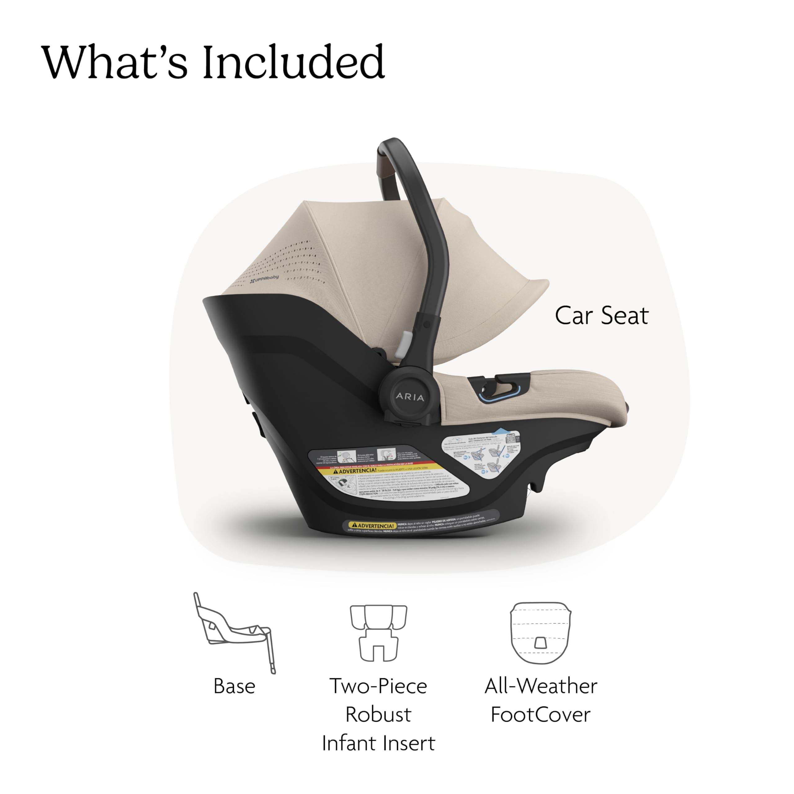 Amazon.com : UPPAbaby Aria V2 Lightweight Infant Car Seat - Load Leg +  Anti-Rebound Panel - Infant Insert + All-Weather FootCover Included -  Direct Stroller Attachment - Declan (Oat Mlange) : Baby