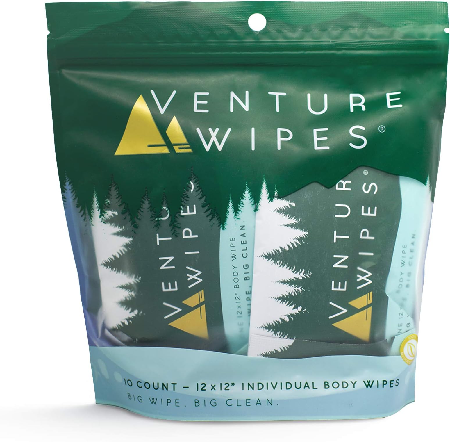 Venture Wipes Tea Tree Oil Body Wipes - Adventure Wipes for Adults - Biodegradable Cleansing With Aloe and Vitamin E - Camping Essentials - Individually Wrapped - 10 Count Bag
