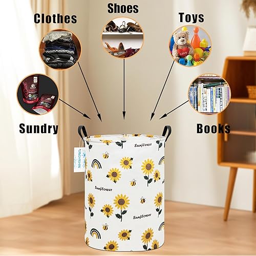 Miniatura 35 de LANGYASHAN Contenedor de almacenamiento, cesta organizadora plegable de tela de lona para ropa sucia, contenedores de juguetes, cestas de regalo, Un