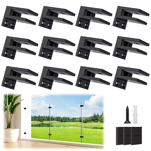 Miniatura 9 de LukLoy Paquete de 4 abrazaderas de pared a vidrio, abrazadera de barandilla de vidrio de acero inoxidable 304 negro mate para paneles de 5/16 a 1/2