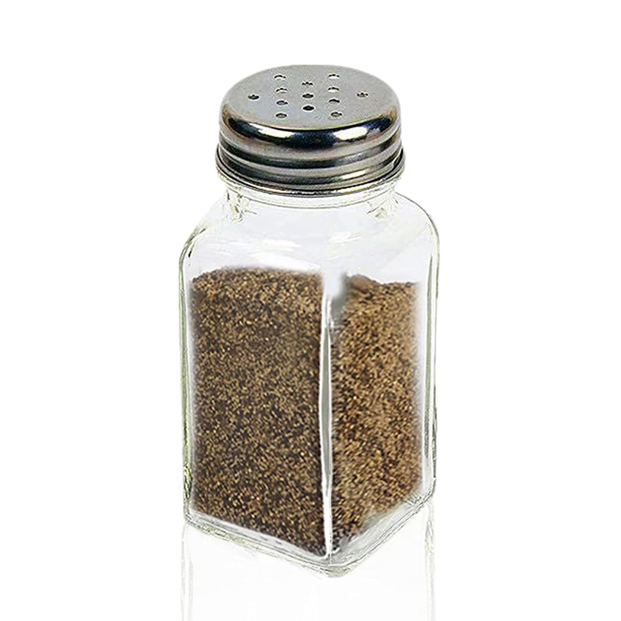 ATB Salero y pimentero estilo especiero, salero de vidrio fresco, con tapa de acero inoxidable con rosca, para una variedad de condimentos (rectangular)