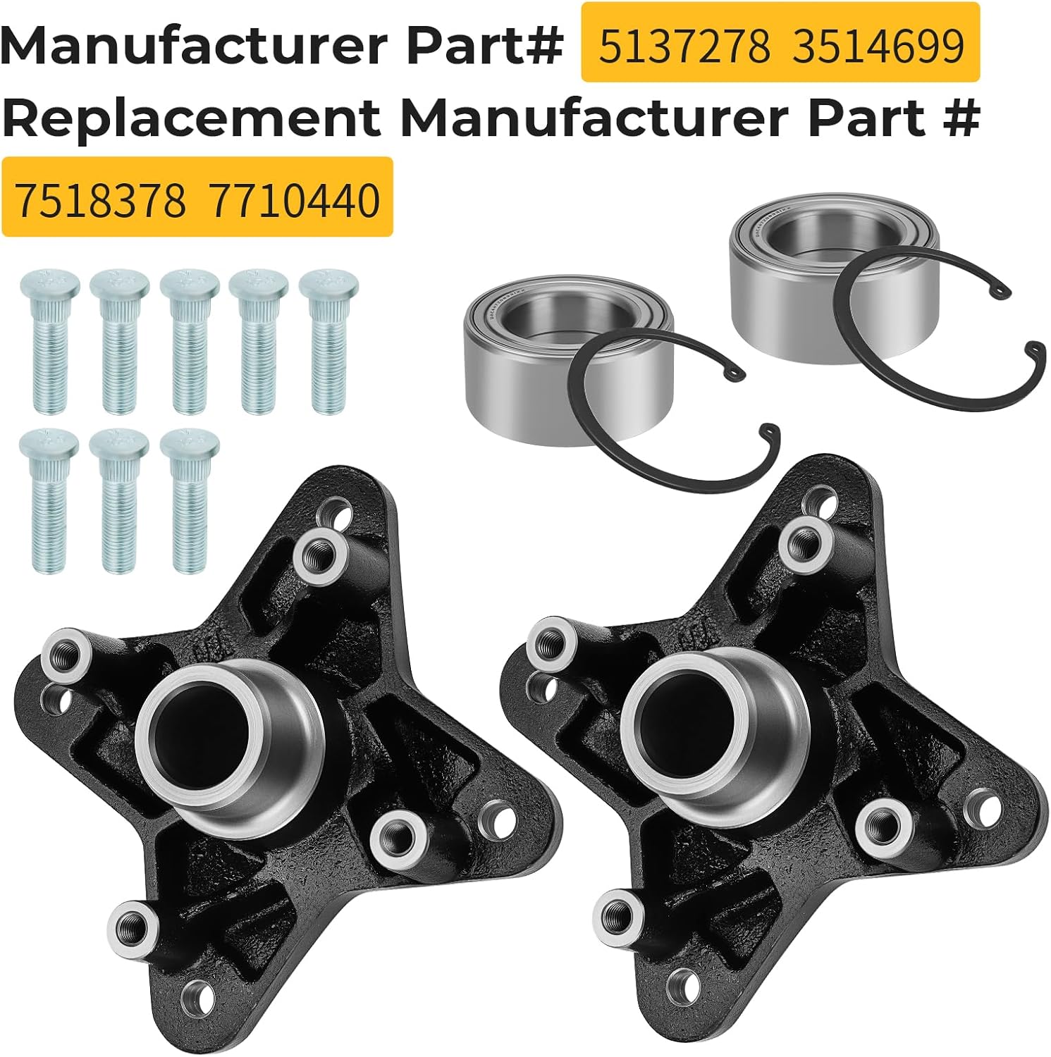 M MATI 2PCS Rear Wheel Hubs & Bearing kit for Polaris RZR 900 XP 4 2011-2013 RZR 900 4 E-PS 2011-2014 5137278 3514699 - Image 3