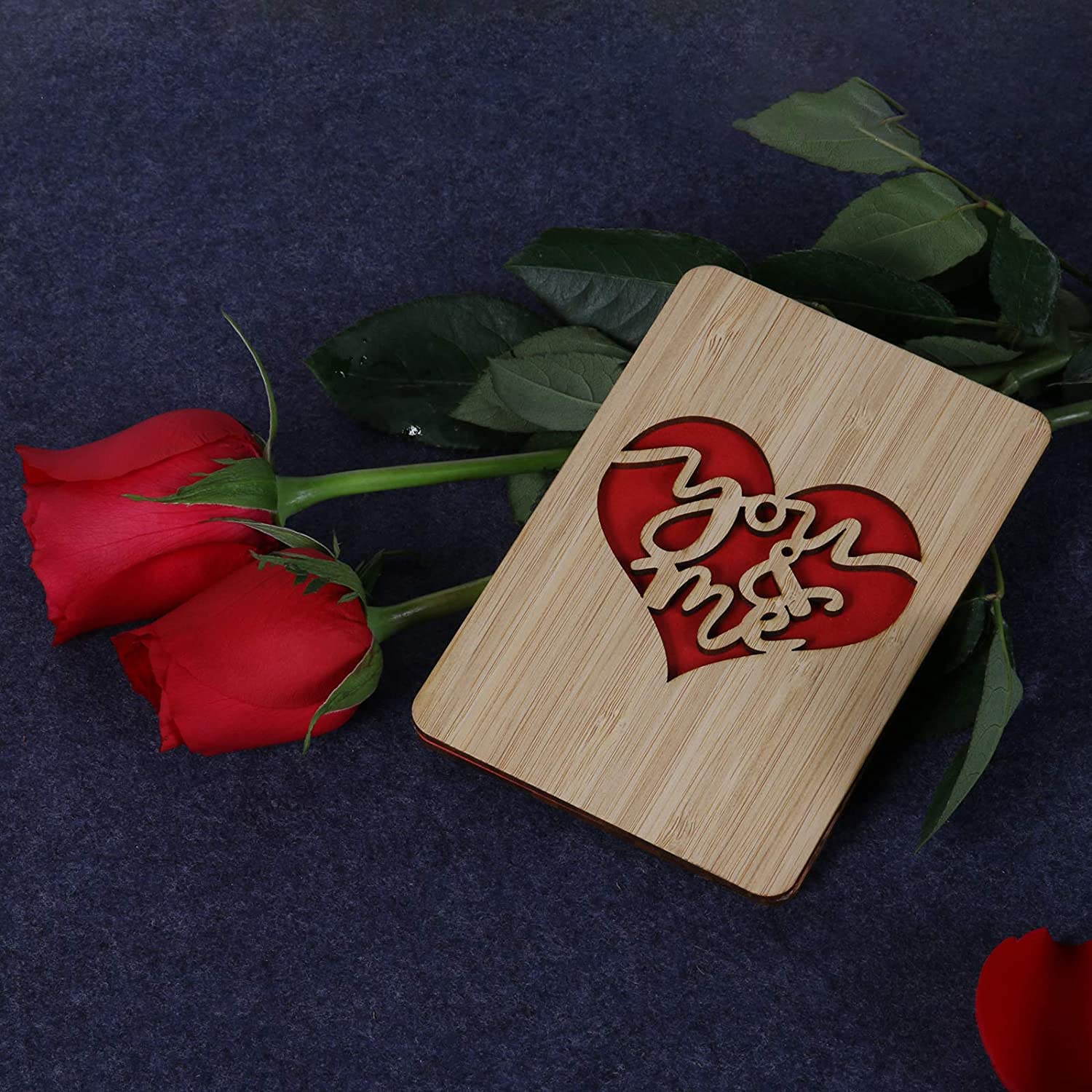 MustHome | Gift Card | Valentine gift for Boyfriend | Valentine gift for Girlfriend | Wooden Romantic Valentine's Day Card | MDF | Handmade Greeting Card | Birthday/Anniversary Card (25 cm) 3