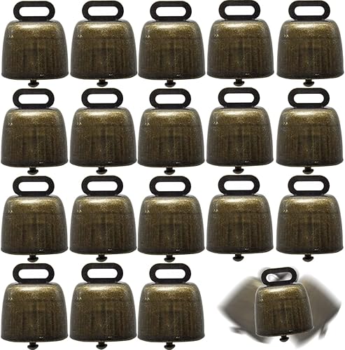TIHOOD 18 campanas de cobre para pastoreo de caballo, oveja, campanas pequeñas de latón, ganado, cabra, granja, campanas de bronce ruidosas de larga