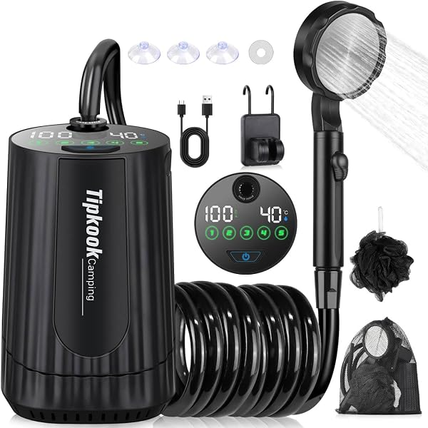 Tipkook 10000mAh Portable Shower with 5-Speed Pump