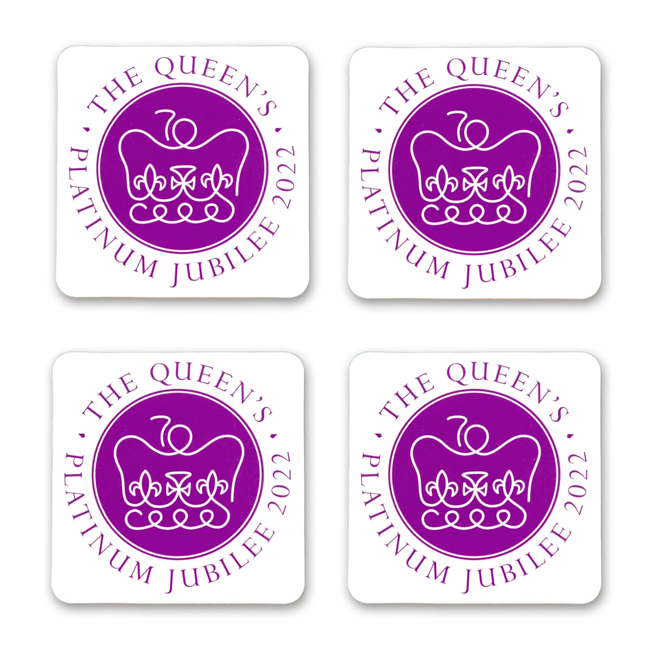 Buy SHATCHI 4pcs Queens Platinum Jubilee Coaster with Cork Back Coffee