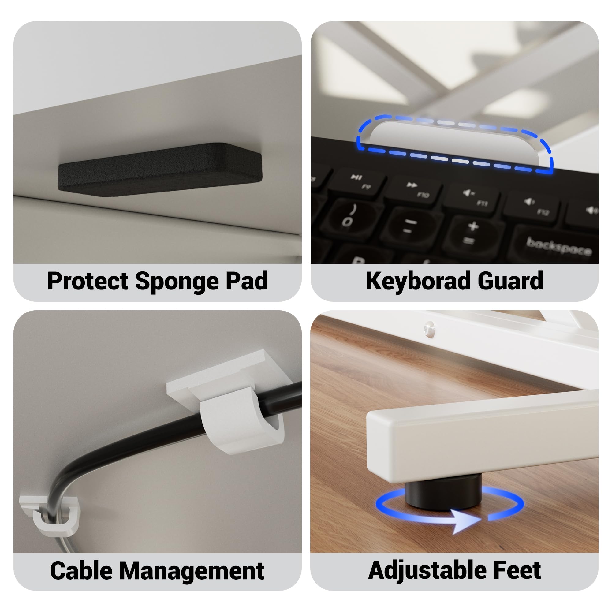ERGOMAKER Convertisseur de Bureau Debout réglable en Hauteur avec Large Plateau pour Clavier, pour Deux écrans,Blanc - 106 cm