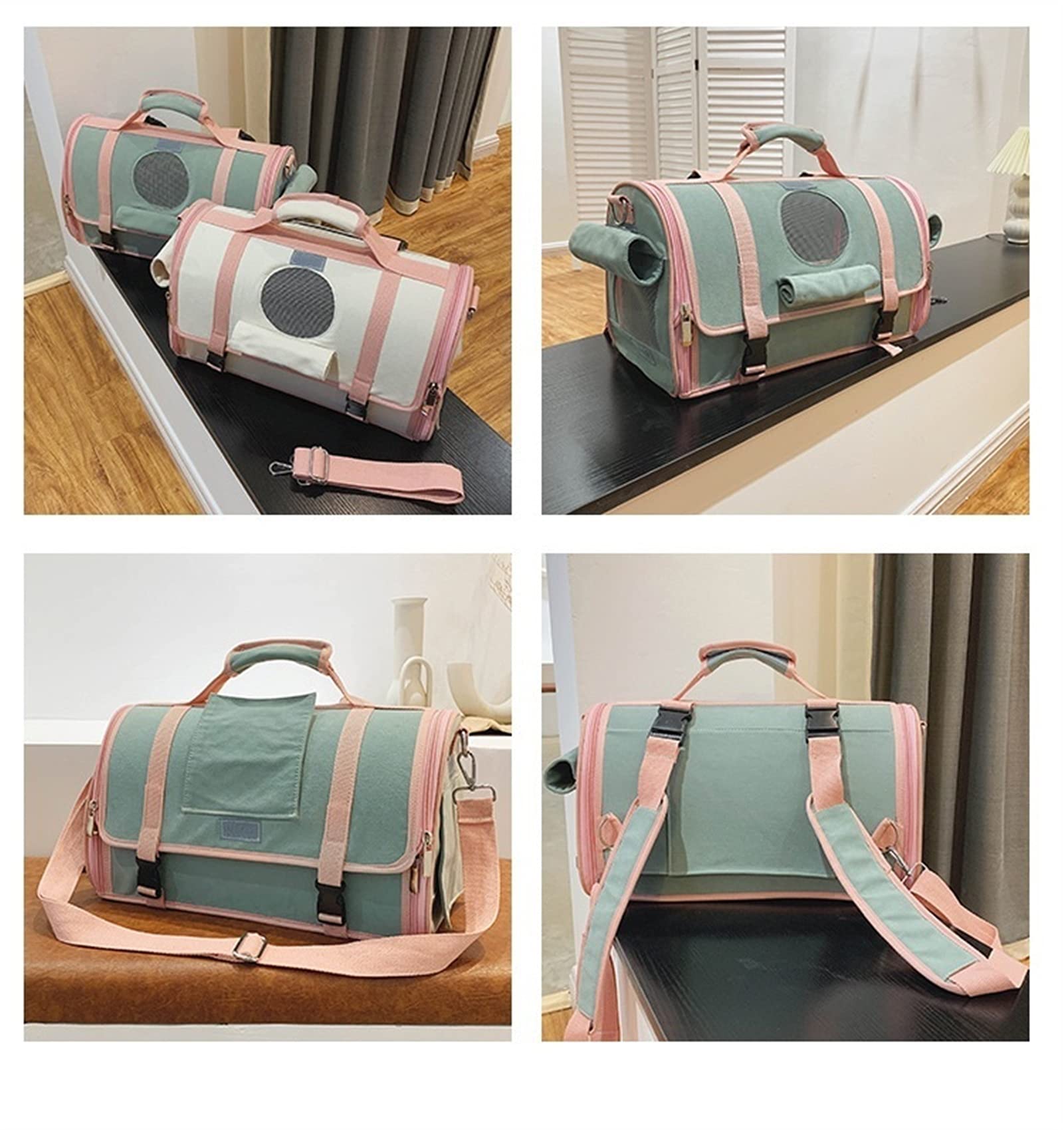 Trasportín para Perros Pequeños Y Medianos, Bolso Transpirable para Gatos, Transportador De Viaje Plegable para Cachorros, con Malla para Llevar Al Hombro Y Cojín De Vellón