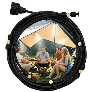 LASTOOLS Misters for Outside Patio, 19FT(6M) Misting Line+6 Mist Nozzles, Outdoor Misting Cooling System for Patio Backyard Garden Greenhouse Trampoline - Amazon product rated Grade C
