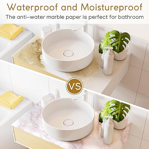 Miniatura 4 de Homein Papel de contacto de mármol, papel autoadhesivo impermeable para encimeras, para armarios, cajones, cocina, muebles antiguos, moderno, blanco