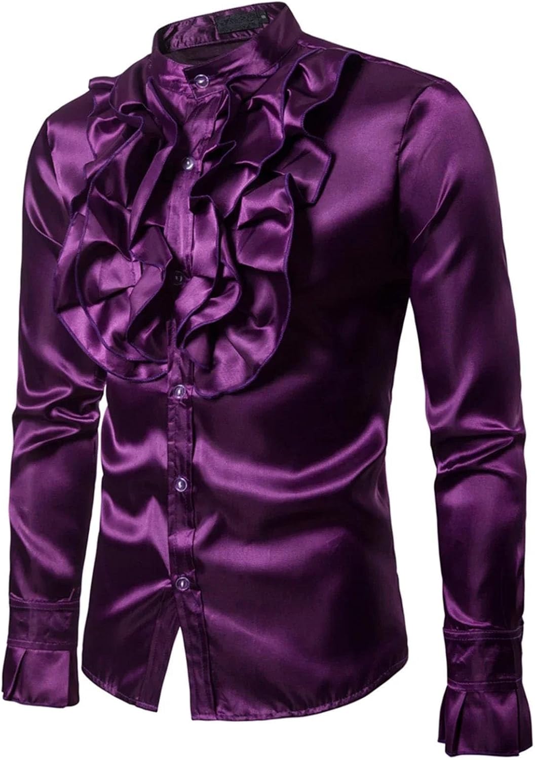 Men's Vintage Ruffle Frill Long Sleeve Dress Shirt Gothic Punk Retro Costume Top with Cravat