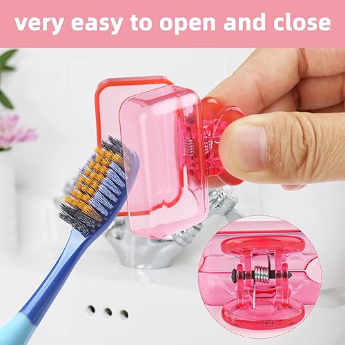 Miniatura 8 de Paquete de 4 fundas protectoras para cepillos de dientes de viaje, protector de cepillo de dientes, estuche protector de plástico portátil para
