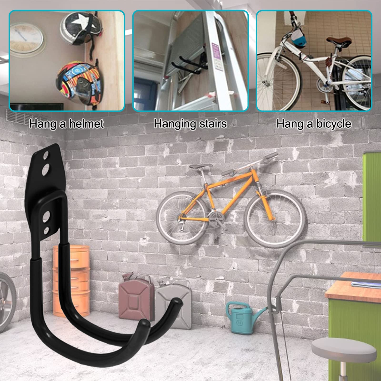 Eagles Garage Hooks (Small Square) - Heavy Duty Anti-Slip Wall Hangers For Tools, Ladders, Organizing