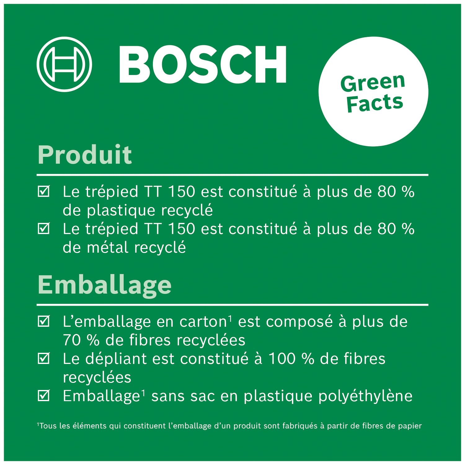 Bosch Trépied premium TT 150 (hauteur réglable de 55 à 157 cm pour un positionnement rapide et flexible des lasers lignes, dans boîte carton)