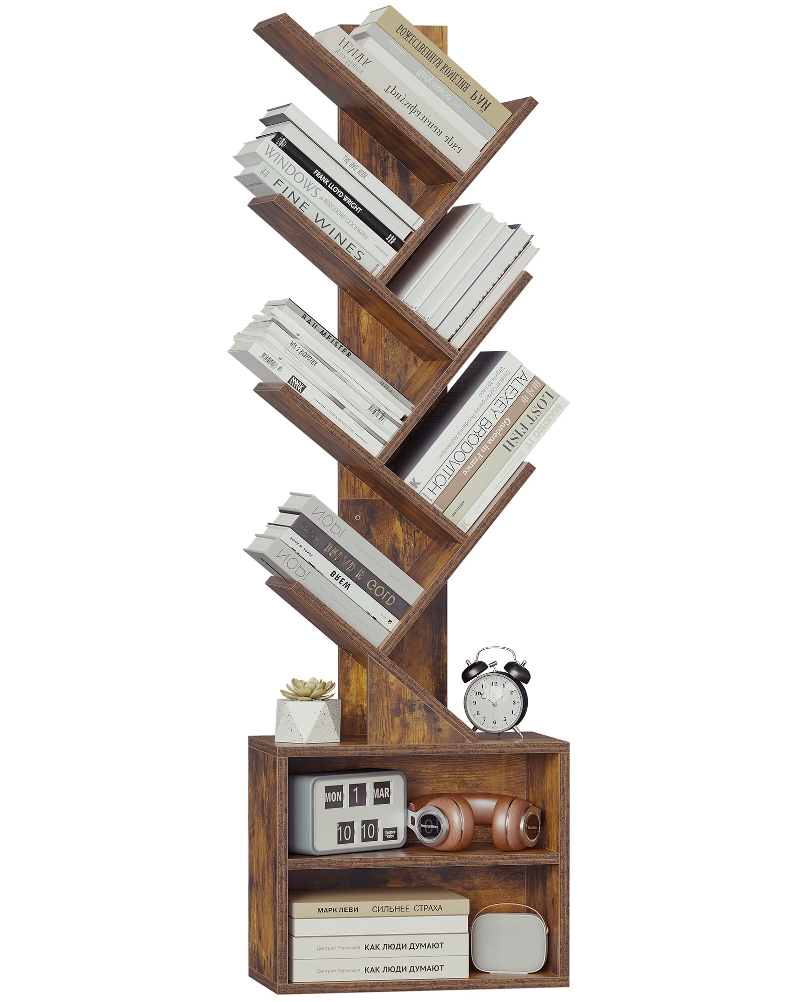 Snapklik.com : SUNMORY 6 Tier Tree Bookshelf, Small Bookcase