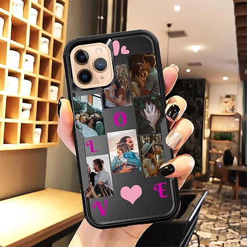 Vista 257 de Funda de fotos personalizada para Apple iPhone 11 Pro Max, patrón de collage a cuadros, personalizado para hacer imágenes en gruesa 3 híbrida Rosa