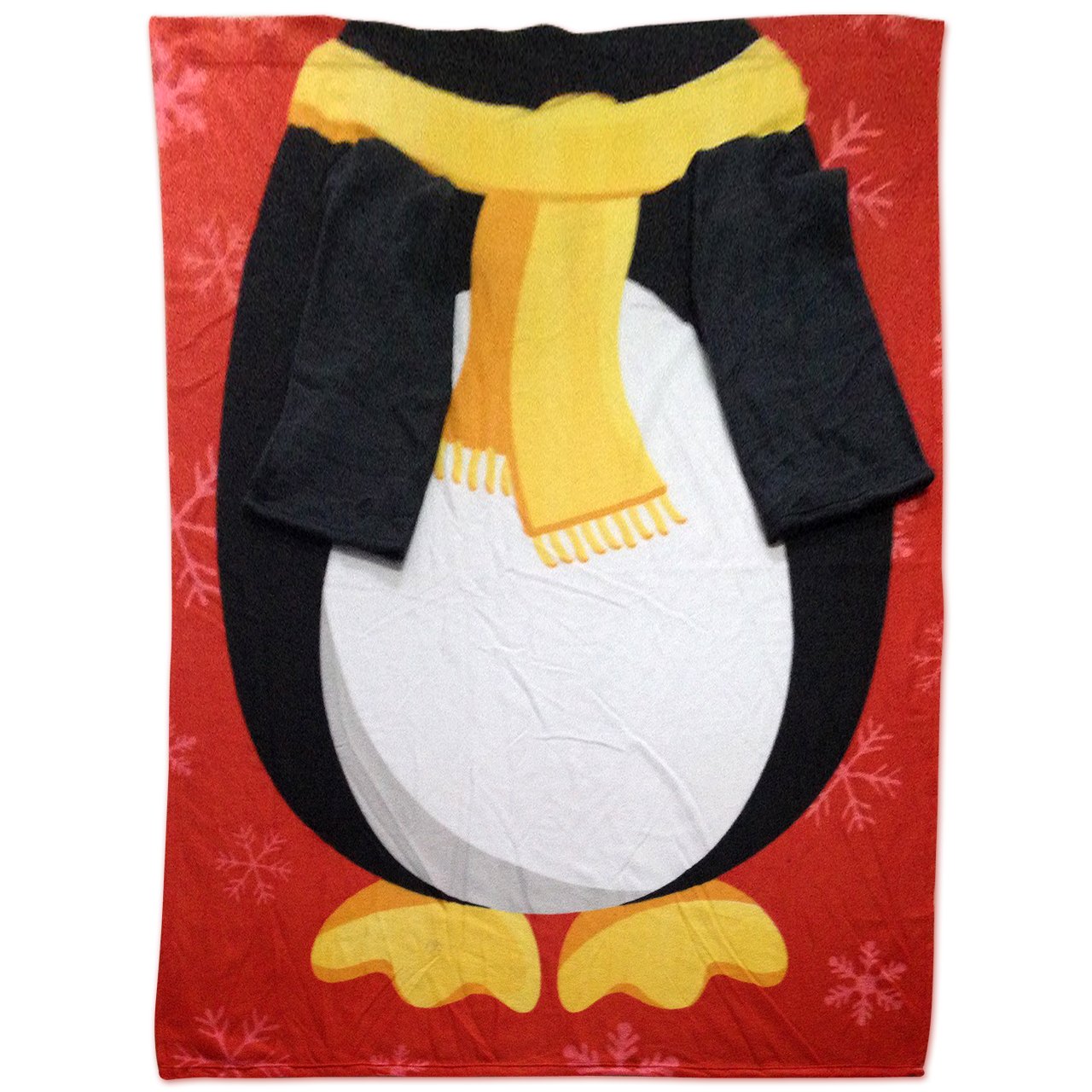 Snug RugChristmas Penguin Sleeved Blanket, Black/White