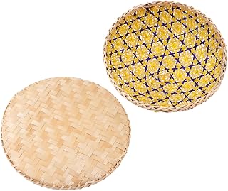 Cesta De Almacenamiento De Alimentos De Bambú con Cubierta Mosquitera Cesta Doméstica Resistente y Práctica para Cocina Color Amarillo