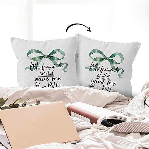 Miniatura 5 de HIWX Fundas de almohada con lazo verde coquette de 18 x 18 pulgadas de doble cara, regalos para mamá para Navidad, cumpleaños, mi hijo favorito me