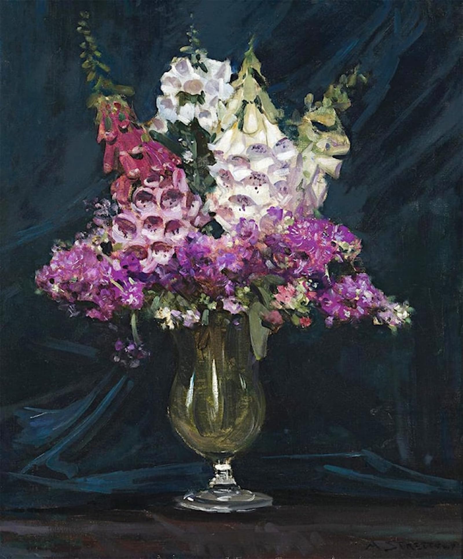 ARTXLXXBN Famous Painting Canvas Artwork Graffiti Print Foxgloves and Stocks by Arthur Streeton Portrait Canvas Image for Home Decor 60x90cm