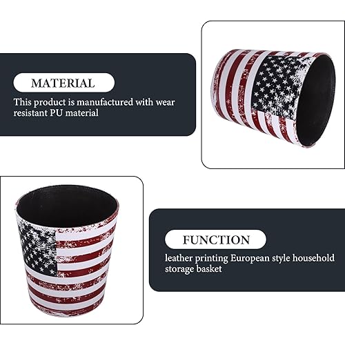 Miniatura 8 de HANABASS Cubo de basura de cuero PU de estilo europeo para oficina en casa, diseño sin cubierta, práctico almacenamiento conveniente, cesta de