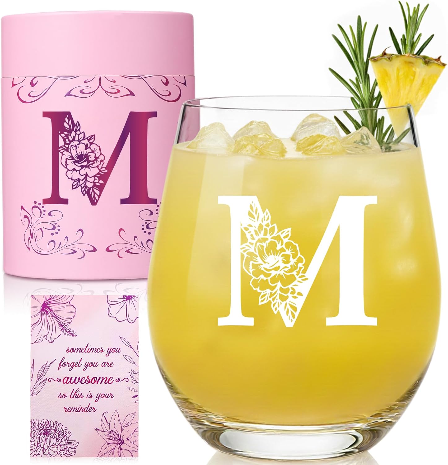 Physkoa Personalized Gifts for Women, Customized Letter Wine Glass Gifts for Women, Initial Monogrammed Birthday, Wedding Housewarming Valentines's Day Gifts for Her