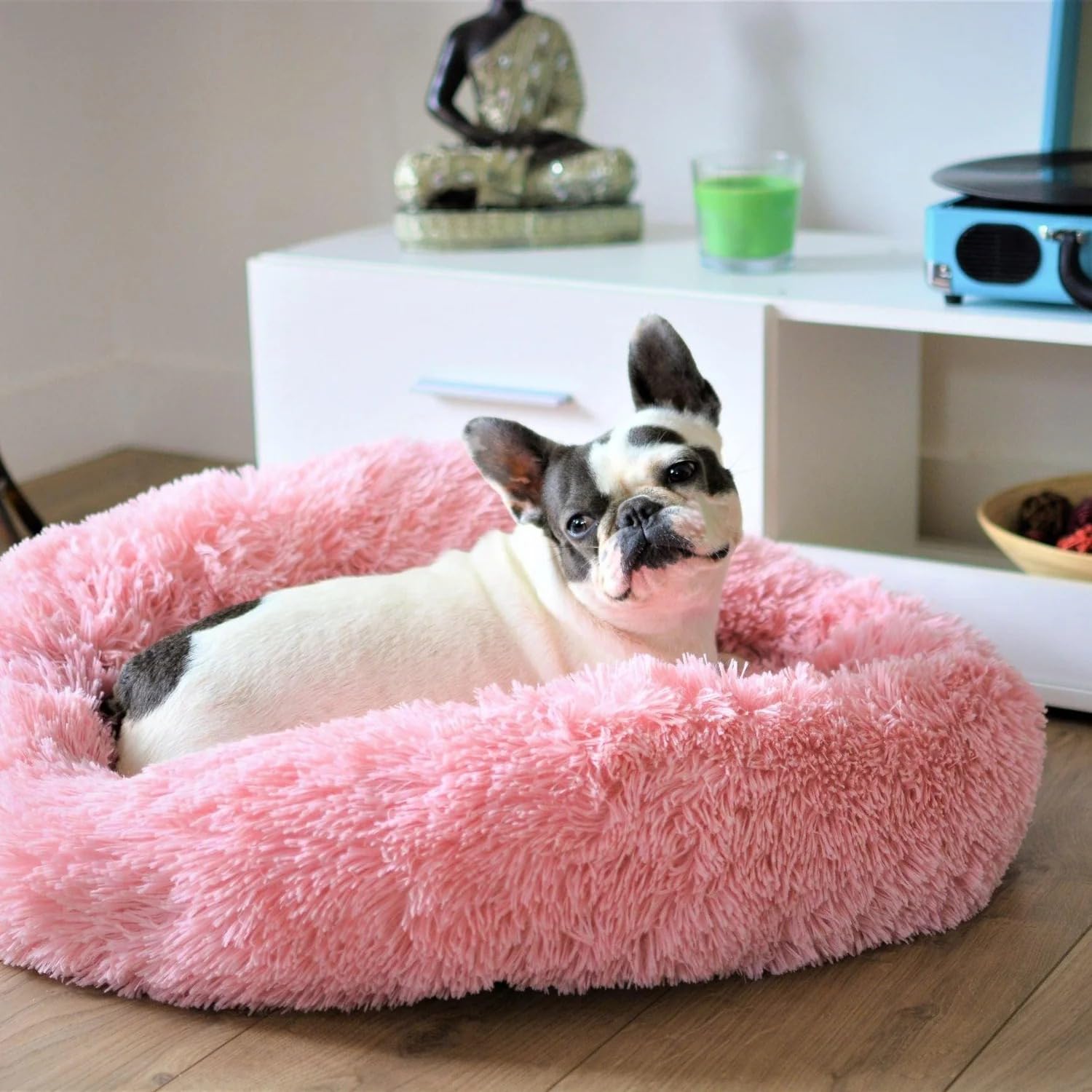 ekartpet Anxiety Releasing Dog Bed - Donut Dog Beds for Joint and Muscle Pain Relief - Cozy Snuggle Round Dog Beds - Fluffy Dog Beds with Luxurious Vegan Fur with Anti-Slip Surface (Medium, Pink) (B0CFHK14JP) Amazon Price History, Amazon Price Tracker