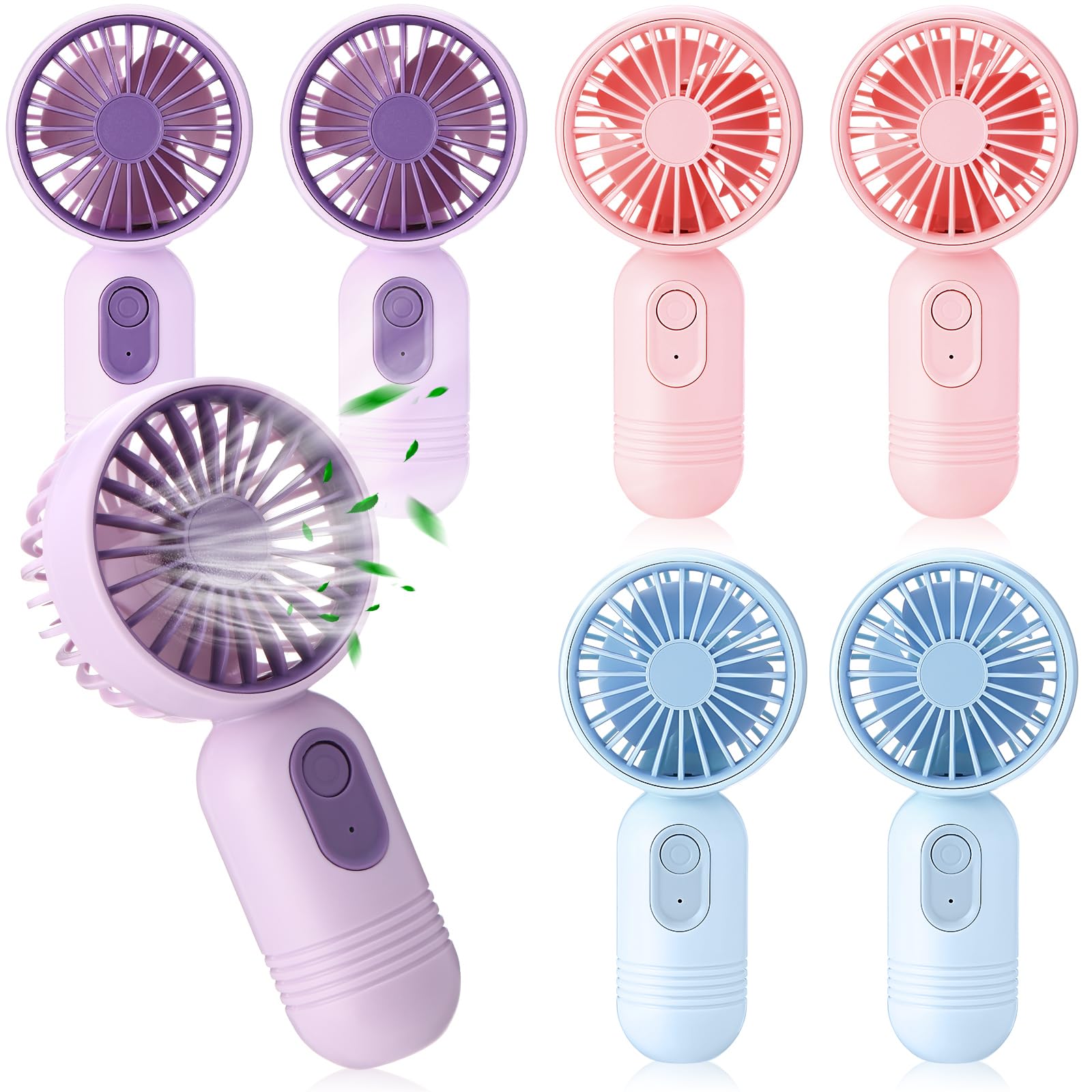 Mini ventilador portátil a granel lindo de mano ligero pequeño ventilador personal de pestañas de mano 3 velocidades recargable por USB para mujeres y hombres, para interiores y exteriores