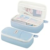 Aesthetic Pencil Case Pouch with Zipper – Large Capacity Organizer Bag for School Supplies, Pens, Pencils, Markers – Cute Small Storage Box for Kids, Girls, Teens & College, Blue