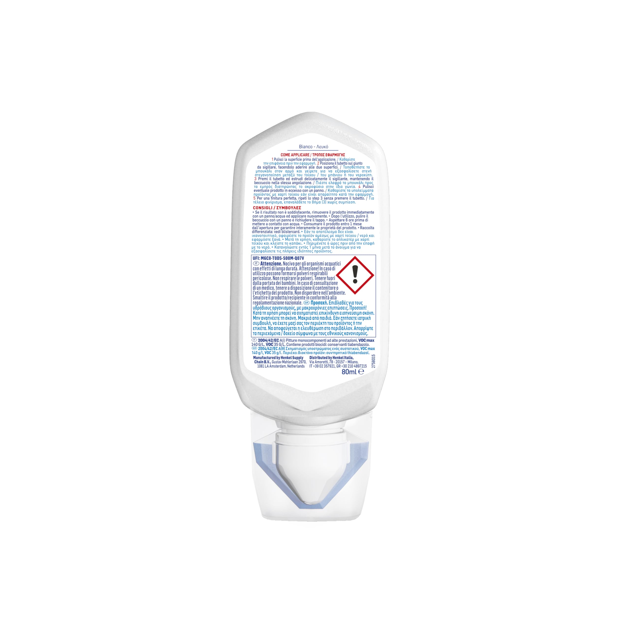Pattex RE-NEW Bianco, Sigillante bagno e cucina per rinnovo fughe, Silicone sigillante bianco per rinnovare le fughe ed eliminare la muffa, applicazione facile, 1x80ml
