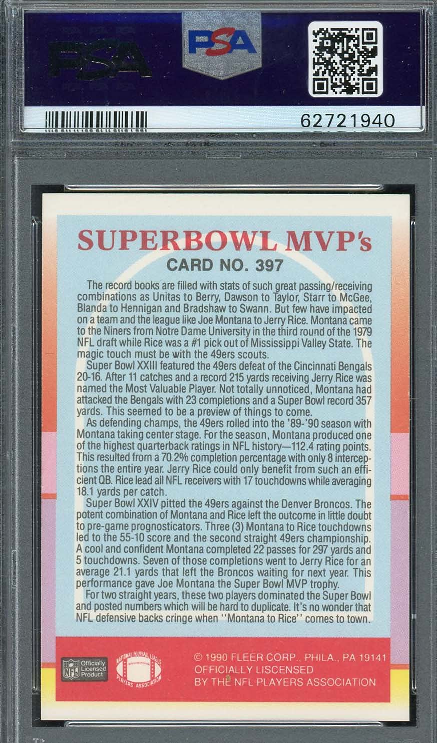 Amazon.com: Joe Montana/Jerry Rice 1990 Fleer Superbowl MVPs