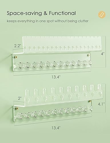 Miniatura 3 de Oaque Organizador de joyas colgante de acrílico montado en la pared con estante flotante, organizador de collares, organizador de aretes y soporte