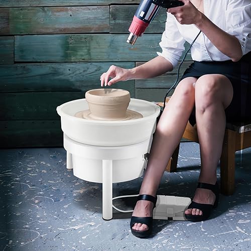 Miniatura 8 de VEVOR Máquina formadora de 14.2 in con pedal de pie para adultos, rueda de cerámica eléctrica de 450 W para manualidades, color blanco