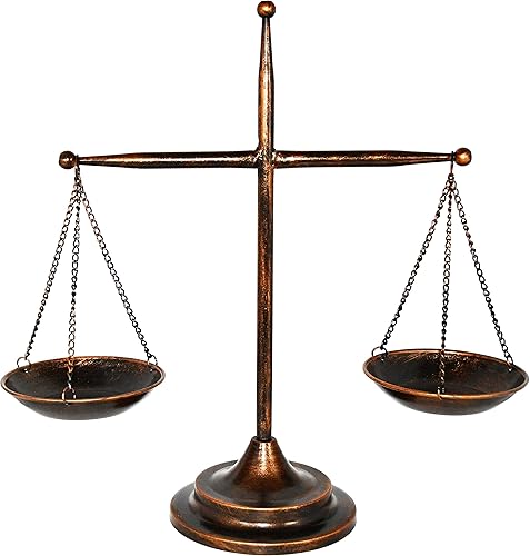 Owlgift Bandeja de exhibición de joyas Libra de metal de estilo vintage, organizador de cosméticos, escala de abogado de la justicia, candelabro de