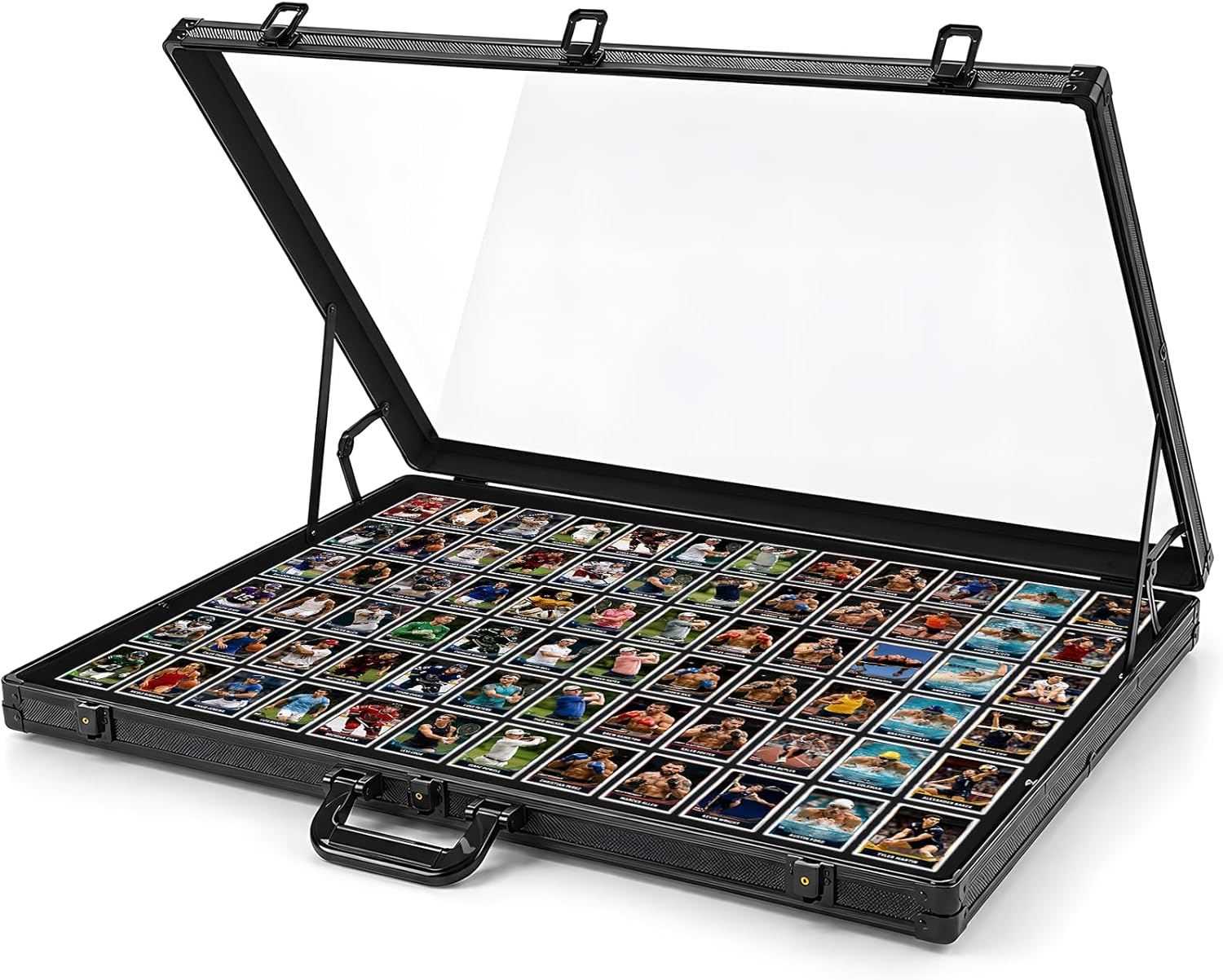 Trade Card Show Display Case, Large 33*22 in Aluminum Lockable Trading Show Display Case and Handle,Portable Trading with Lock for Collectibles, Sports Graded Cards TCG Craft Jewelry - Black