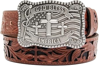 Cody James Mens MenS God Bless America Cross Buckle Leather Belt - Cjasp22bt11