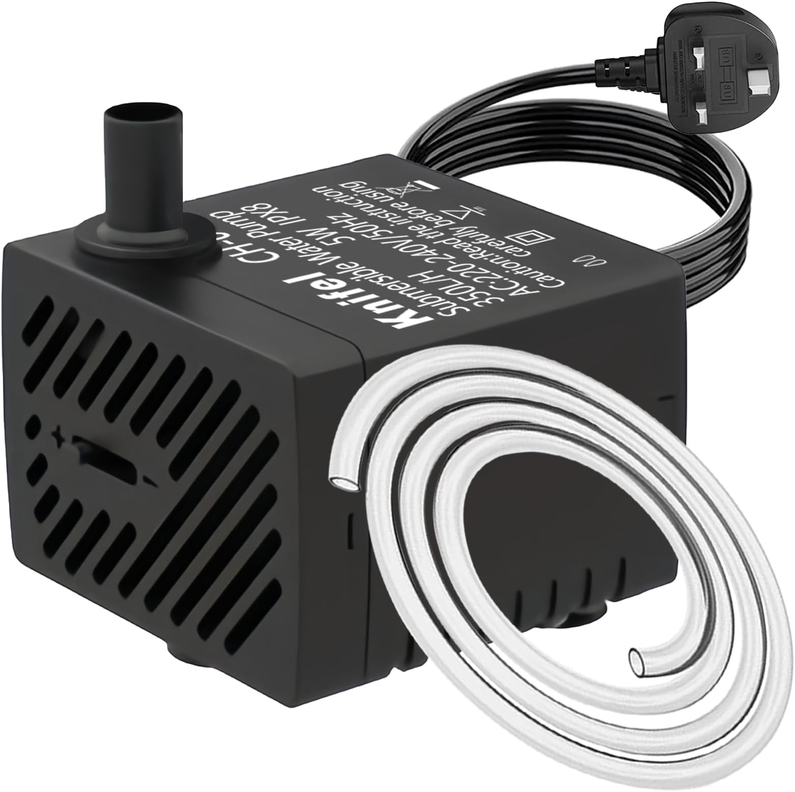 Submersible Pump 350L/H 5W Ultra Quiet Design for Fountains, Hydroponics, Ponds, Aquariums & More