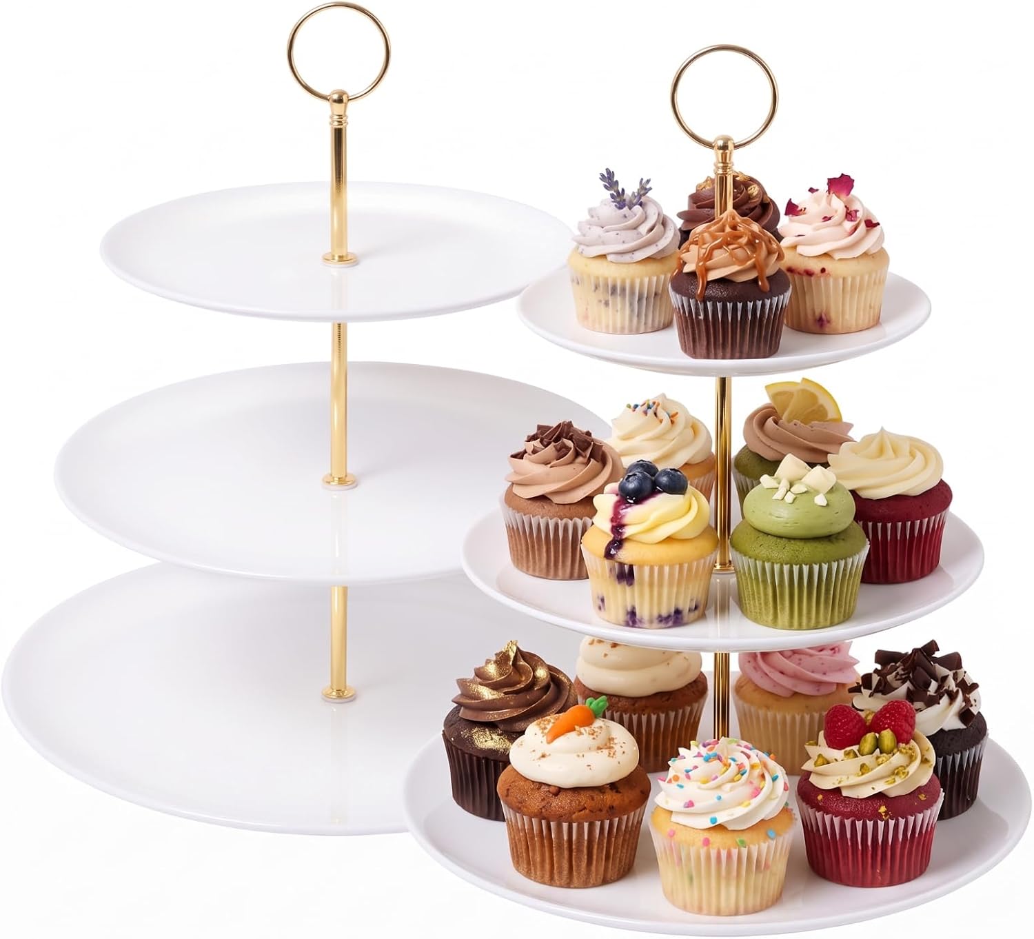 Thenshop 1 Pack Christmas 3 Tier Cupcake Stand, Melamine Serving Tray