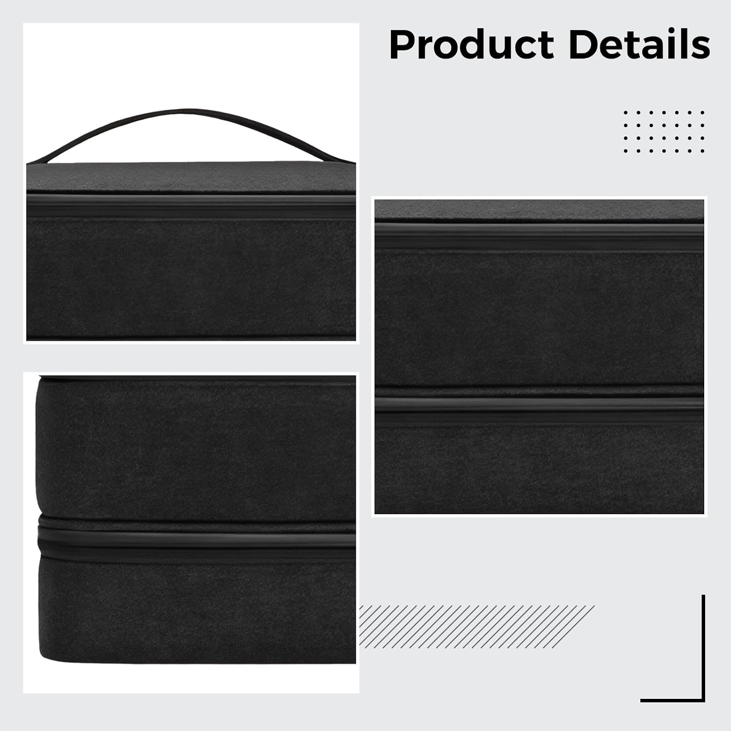 Hair Dryer Organizer Case, Black Travel Bag, Dual Layer, Water-Resistant, Nylon